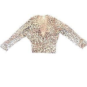 KRIZIA Leopard Print Cropped Cardigan Size 44/Large MSRP $325